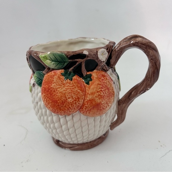 FITZ & FLOYD 1992 Mediterranean Fruit Orange Blossoms Basket Weave Coffee Mug - Picture 5 of 9